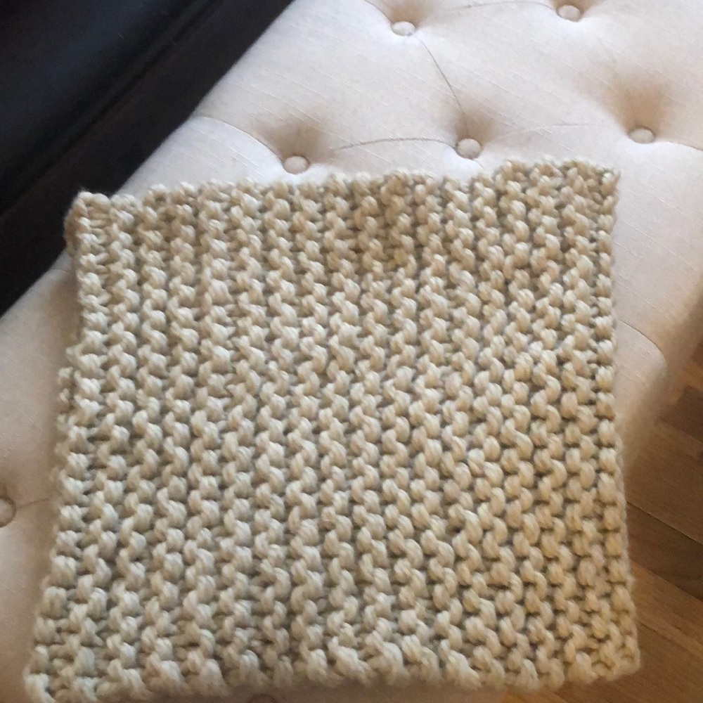 Beige hand knitted cowl
